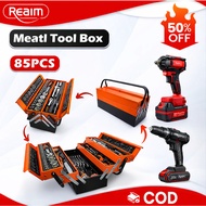 REAIM 85 PCS Heavy Duty Tools Box Full Set Metal Tool Box Set Tool Box