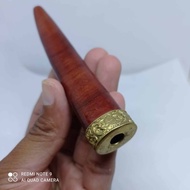 Pipa Rokok Kayu Nagasari Ring Alpaka Kuning Unik