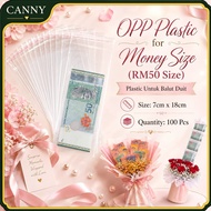 OPP Plastic Money Sleeve Self Adhesive 7x18cm 100pcs for RM1 RM5 RM10 RM20 RM50 RM100 Duit Tarik Mon