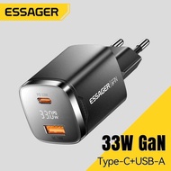 ESSAGER GaN Fast Charging PD 33W Dual Port Charger Head - ECT33W-GMB01-Z