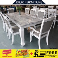 💥 Free Intsall💥- Dining Set | Marble Table | 1+8 | 1 Meja 8 Kerusi | Set meja makan 8 kerusi | Brawn &amp; White