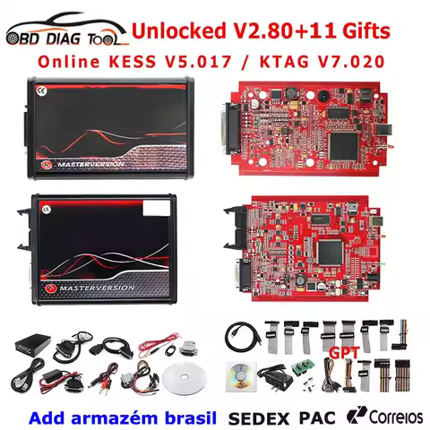 2.80 Online EU Red Kess V5.017 Ktag V7.020 Ksuit 2 Programmer OBD2 ECU Chip Tool Kess 5.017 K-tag 7.