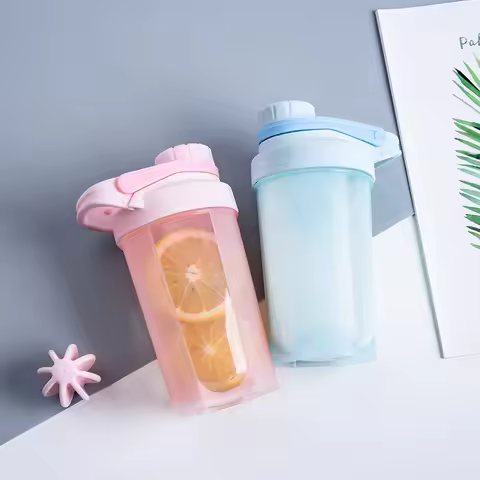 1/2Pcs 500ml Blender Shaker Bottle with Shaker Ball Plastic Protein Powder Shakes Leakproof Cups for