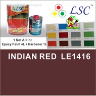 LE1416 INDIAN RED ( 5 Liter ) LSC Two Pack Epoxy Floor Paint - 4 Liter + 1 Liter = 5L COATINGS HEAVY DUTY EPOXY PAINT