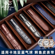 Original Suitable for Cartier leather watch strap tank male key crocodile leather Cartier blue balloon watch strap female folding buckle