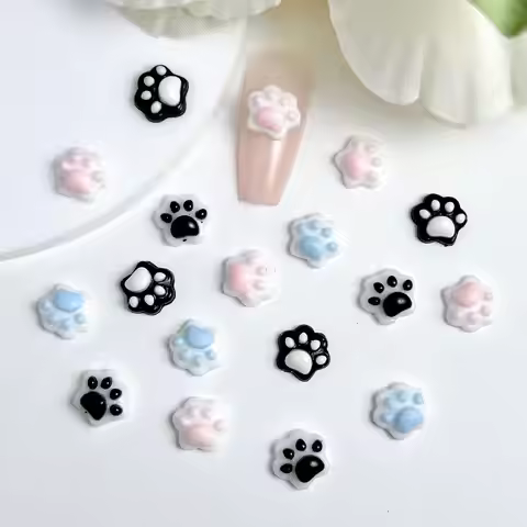 Kawaii Luminous Cat Claw Resin Nail Charms Double Colors Simulated Dog Paws Animal Claws Nail Art De