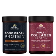 Ancient Nutrition Multi Collagen Protein Powder, Unflavored, 45 Servings + Bone Broth Protein Powder