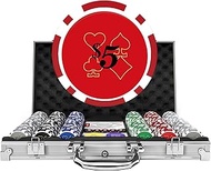 Poker Chips with Denominations, 300-pcs 11.5g Weighted Numbered Casino Chips Set, 5 Dice, 2 Decks wi