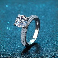X-151 925 Sterling Silver Women's Ring, 2 Carat Moissanite (Including Certificate)/8mm Zircon