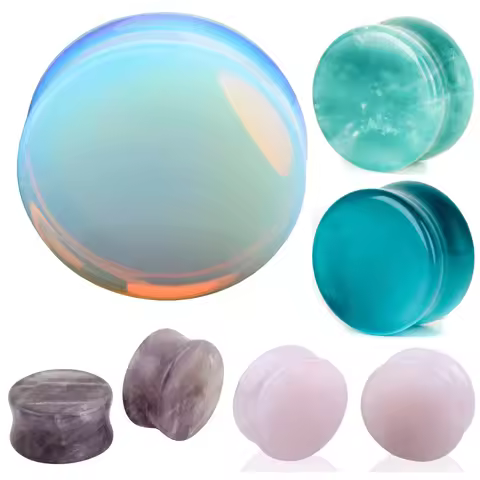 Ear Expander Ear Piercing 1 Pair of Opalite Stone Ear Plugs Tunnels Gauges Expander Body Piercing Je