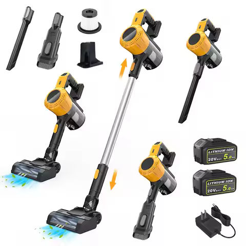 2 Battery Cordless Vacuum Cleaner for DeWALT 20v/18v Battery XR 3 in 1 Lightweight Stick Vacuum with