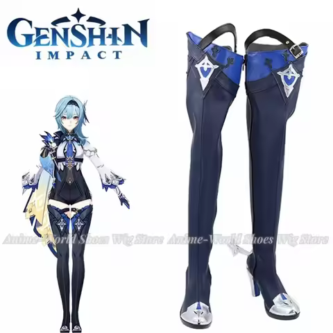 Genshin Impact Eula Lawrence Cosplay Shoes Women White High Heel Boots