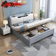 北歐全實木床軟靠高箱簡約家具氣壓床頭置物收納儲物輕奢婚床