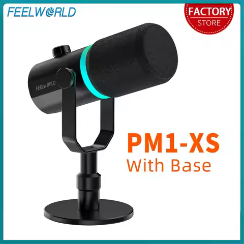 FEELWORLD PM1-XS XLR USB Dynamic Microphone with Base for Podcasting Recording Computer Gaming Live 