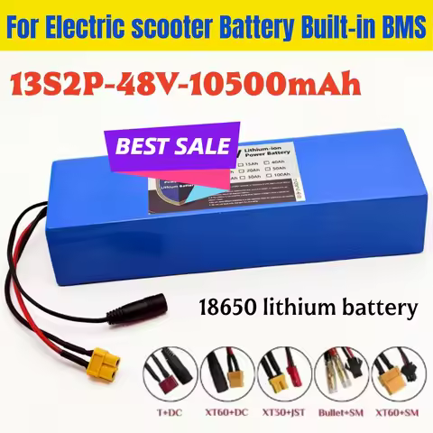 48V 10.5Ah 18650 lithium ion Battery ,13S2P For Electric Scooter M365 1000W with Built-In BMS XT60+D
