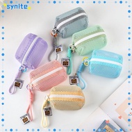 SYNITE Mesh Storage Bag, Dopamine Color Mesh Coin Purse, Organizer Large Capacity Handheld Small Mak