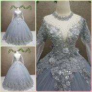 gaun kebaya barbie silver set slayer dan manset