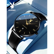 PLAYBOY Jam Tangan Lelaki Hadiah Original Waterproof Quartz Ultrathin Leather Casual Minimalist Watc