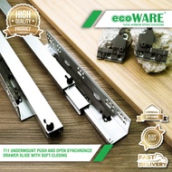 ecoWARE 711 Undermount Push and Open Synchronize Drawer Slide - Soft Closing Cabinet Home Drawer Sof