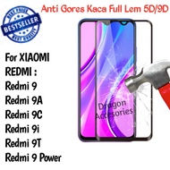 LAYAR Redmi 9A 9C 9i 9T 9 Power Anti-Scratch Glass Full Glue Tempered Glass Screen Protector Screen 