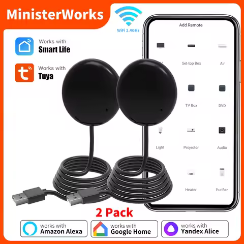 2PACK Tuya WiFi IR Remote For Smart Home APP SmartLife Remote Control For TV AC Remote Works with Al