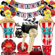 Camera Holly Movie Popcorn Microphone Balloon for Movie Night Party Decor Retro Happy Birthday Party