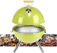 30x44cm Portable Iron Kettle BBQ Grill Outdoor Camping Travel Charcoal Stove With Vent BBQ Accessories Coing Tools Green bbq camping stove (Color : Green)