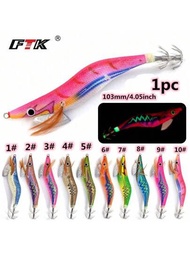 Ftk 1 Pieza 103mm/4.05inch Anzuelo De Calamar Cebo Duro, Jig De Pesca De Calamar, Cebo De Camarón Brillante En La Oscuridad, Cebo De Camarón Falso Con Ojos 3d Para Pesca De Pulpos Y Tortugas