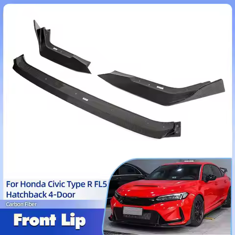 Car Front Bumper Lip Spoiler Carbon Fiber for Honda Civic Type R FL5 Hatchback 4-Door 2023 Racing Fr
