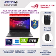 Asus ROG Strix G16 G615L-MS5078W 16'' 2.5K 240Hz Gaming Laptop ( CU9-275HX, 32GB, 1TB SSD, RTX5060 8