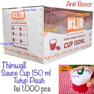 [1 Box] Thinwall Pudding Cup 150 KLIR Separate LidML contains 1,000 pcs Thinwall Sauce Cup 150 ML Se