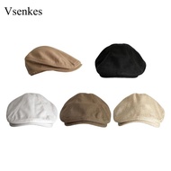 [Vsenkes] Retro British Style Beret Cap Casual Artist Beret Cap Headwear Retro Style