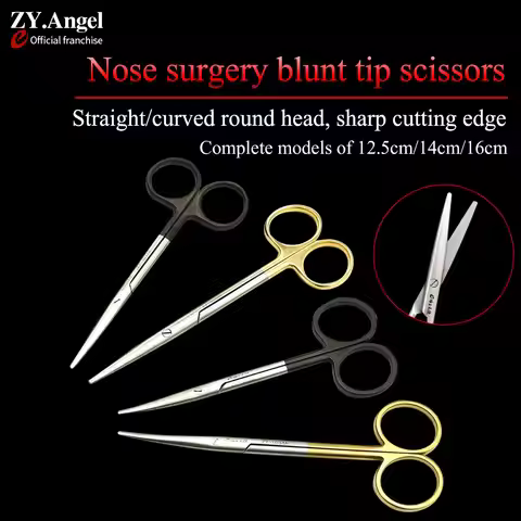 Medical round head tissue nose scissors, blunt nose scissors, nasal dissection scissors, nasal blunt