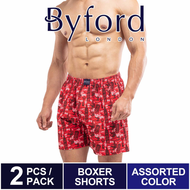 (2 Pcs) Byford Men Boxer 100% Cotton Men Underwear Assorted Colours - BUD5040X