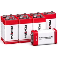 9V Batteries Carbon 9 Volt Battery for Smoke Detector 6F22 Square Battery, Long-Lasting, 8 Pack