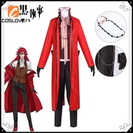 Anime Black Butler Ronald Knox Cosplay Clothing Full Set Costume Outfits For Man Red Long Coat Party