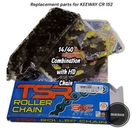 Sprocket Set 14/40 Combination with HD Chain for Keeway CR 152 TSR Brand (replacement parts)
