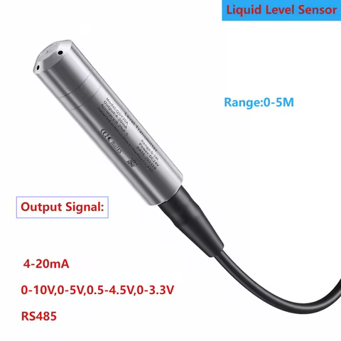 Water Level Sensor 0-3m 5m Submersible Liquid Level Sensor for Tank 4-20mA RS485 Liquid Level Transm