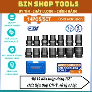 Set of 14 1/2'' socket tips made of CR-V steel, heat treated WADFOW WMS4D01