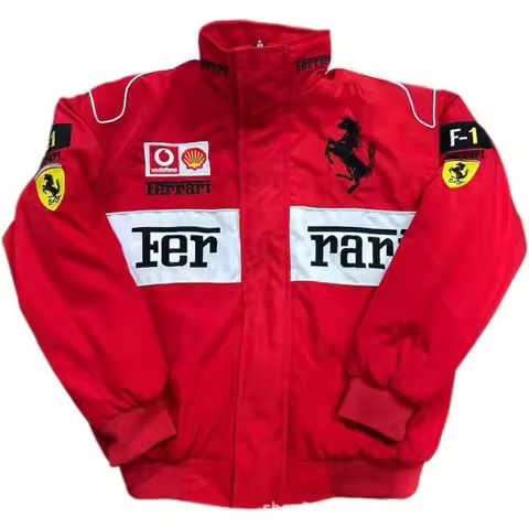 Cotton-padded For Ferrari SP1 812 F40 SF90 458 488 612 F12 F1 Embroidered Racing Coat Motorcycle Jac