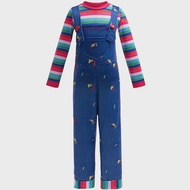 Movie Chucky Doll Cosplay Costume For Kids Striped Top+Print Suspender Dress For Little Girls Horror