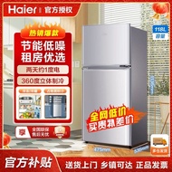 ✿FREE SHIPPING✿Haier Refrigerator118Two-Door Household Mini Small Refrigerator Dormitory Rental Power Saving Portable Mini Refrigerator