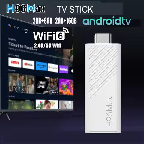 H96 Max Android TV Stick Allwinner H313 Quad Core 4K Wifi6 BT Voice Assistant Remote Control 16GB 8G