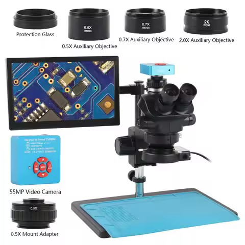 48MP 55MP 4K VGA HDMI USB Type-c Video Camera 3.5x-100x PCB Soldering Phone Stereo Trinocular Micros