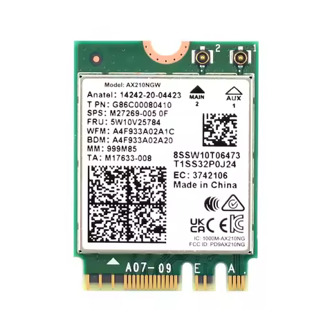 WiFi 6E AX210 Wireless Card 5374Mbps BT5.3 Tri-Band 2.4GHz/5GHz/6GHz 802.11ax High-Speed Network Ada