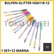 GEBYAR (1 SET) Glitter Ballpoint Pen/ Glitter Ballpoint Pen XI ZUA/ Glitter Ballpoint Pen new 12 col