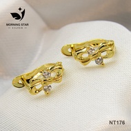 Morning Star 2022 Arrival Gold Plated / 925 Italy Silver Elegant Butterfly Clip Earrings NT176