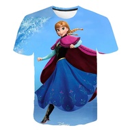 Summer Frozen Print T Shirt Anna Elsa Meisje 3d Digital Printing Kleding Tops Frozen Snow Queen Anna