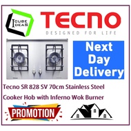 Tecno SR 882SV 2-Burner 90cm Stainless Steel Cooker Hob with Inferno Wok Burner Technology