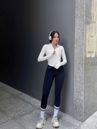 Áo khoác croptop Fitme Cover23 tay dài tập gym yoga vải 2 lớp ôm body AKCV